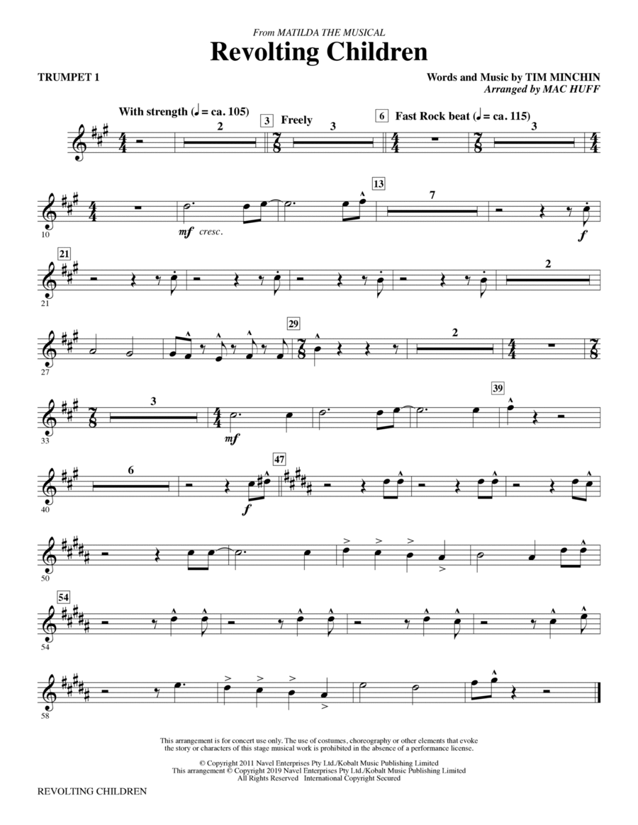 Revolting Children (from Matilda: The Musical) (arr. Mac Huff) - Trumpet 1