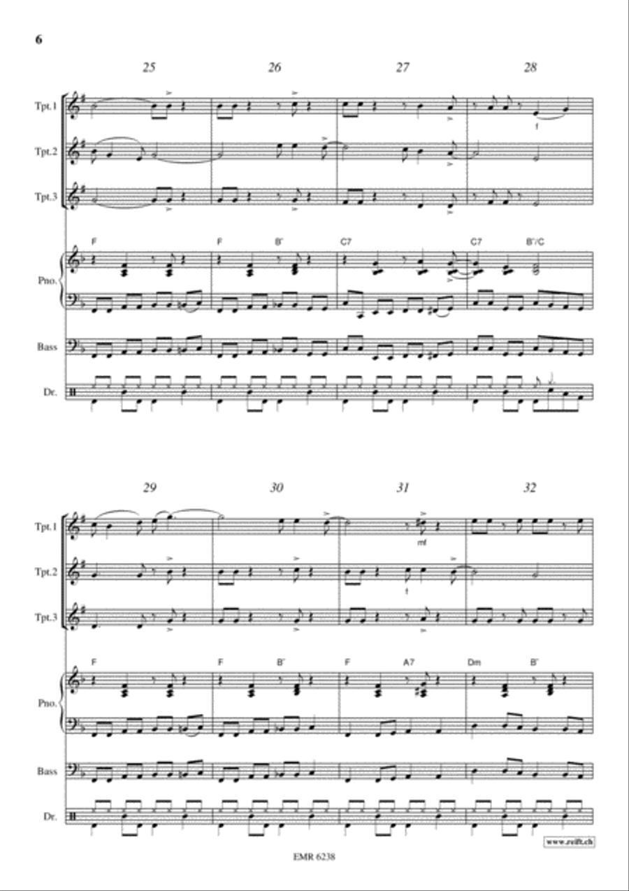 Kumbaya Trumpet Trio scores gallery preview page 6
