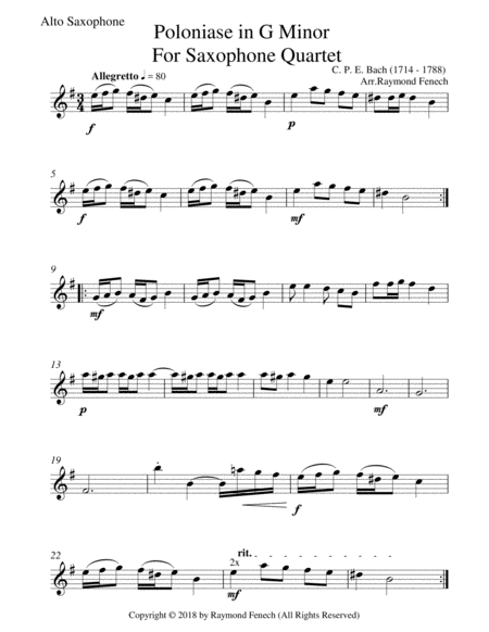 Polonaise in G Minor - Saxophone Choir Quartet (Soprano Sax; Alto Sax; Tenor Sax and Baritone Sax)) image number null