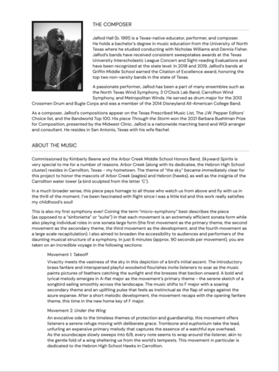 Skyward Spirits: Score Skyward Spirits: Score Concert Band scores gallery preview page 2