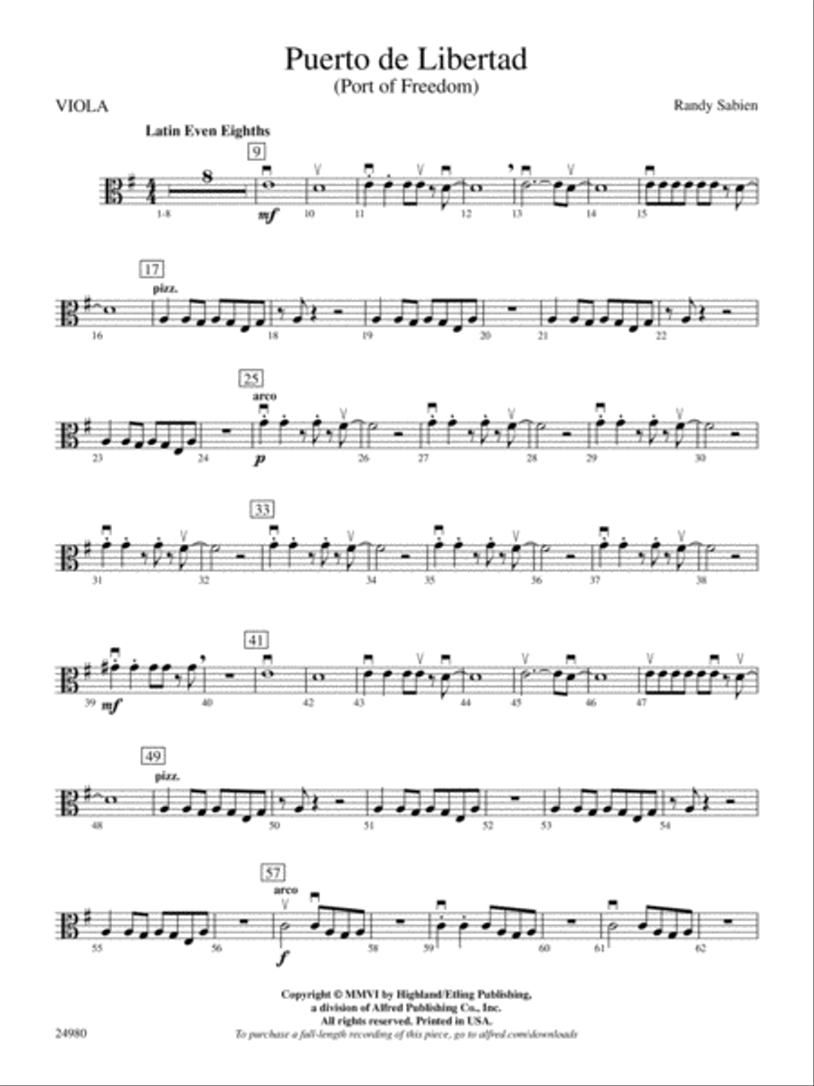 Puerto de Libertad (Port of Freedom): Viola String Orchestra scores gallery preview page 1