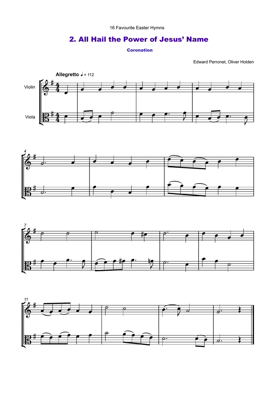 16 Favourite Easter Hymns for Violin and Viola Duet String Duet scores gallery preview page 3