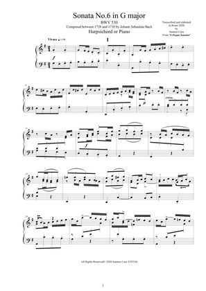 Bach - Sonata No.6 in G major BWV 530 for Harpsichord (or Piano)