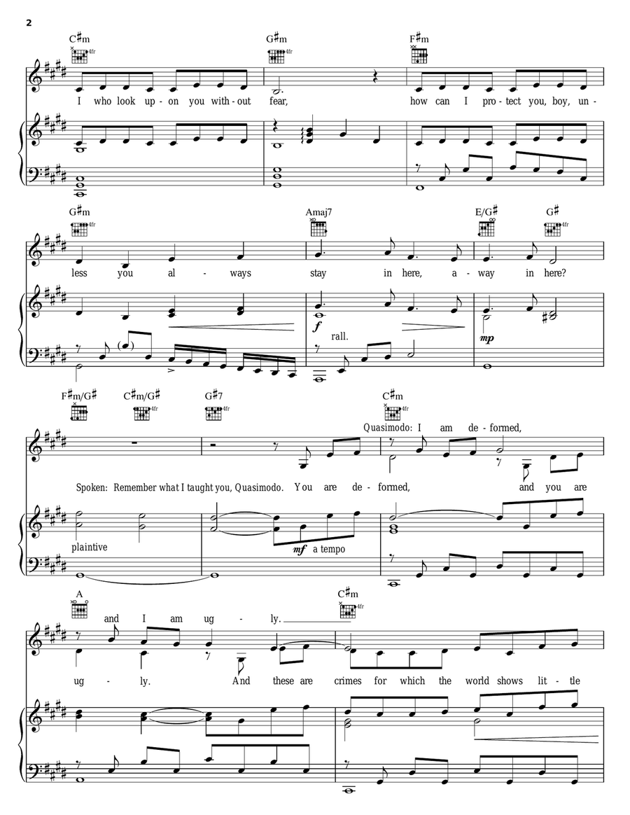 Out There (from Disney's The Hunchback of Notre Dame) Piano, Vocal, Guitar scores gallery preview page 2