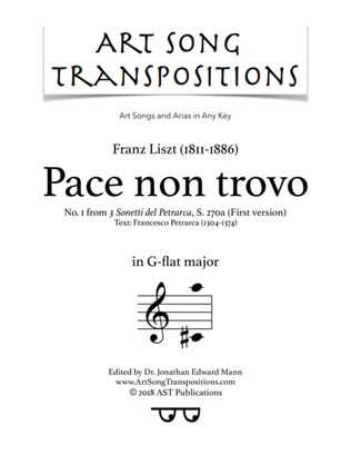 Book cover for LISZT: Pace non trovo, S. 270 (first version, transposed to G-flat major)