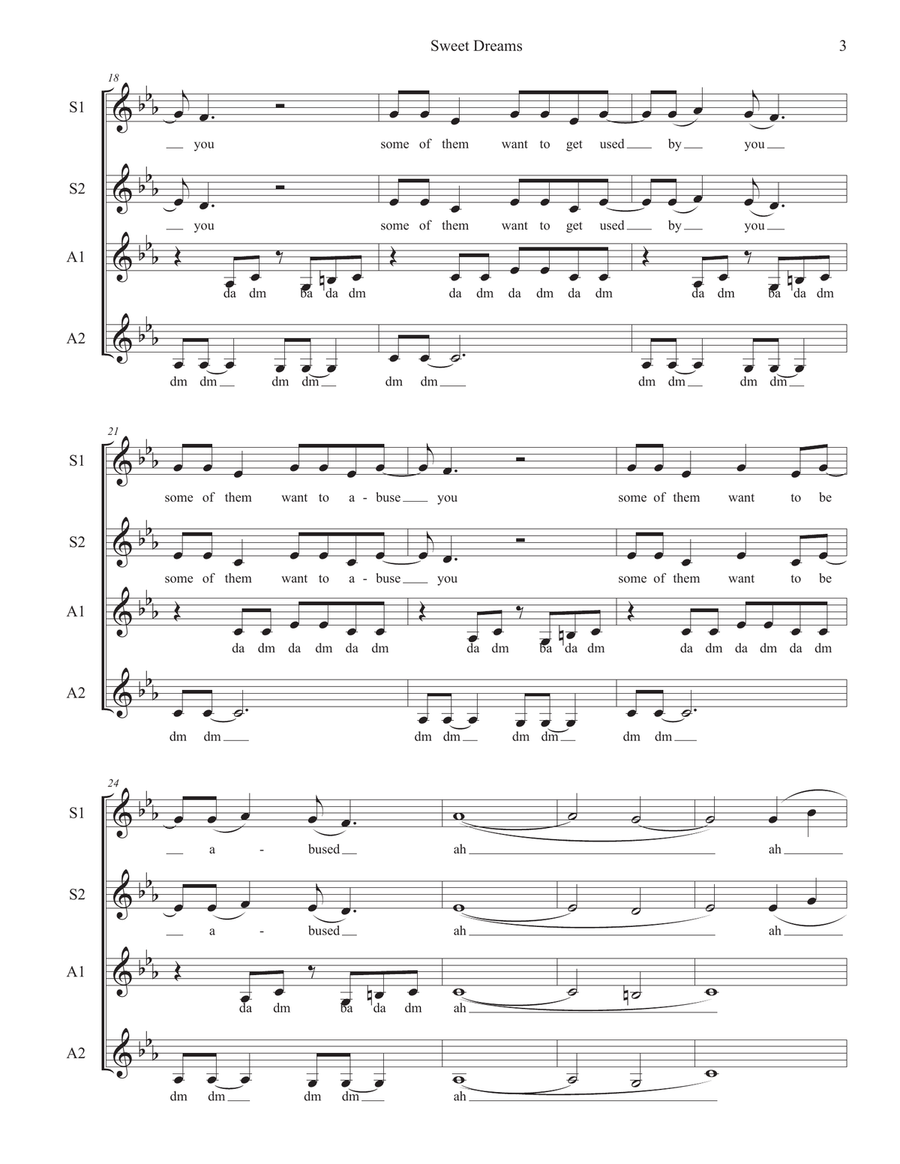 Medley: Sweet Dreams (Are Made Of This) with Poker Face SSAA scores gallery preview page 3