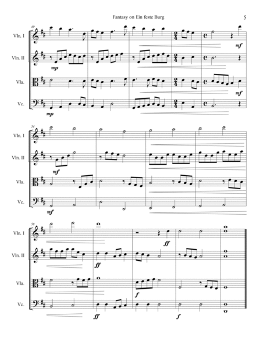 Fantasy on Ein feste Burg for String Quartet String Quartet scores gallery preview page 6