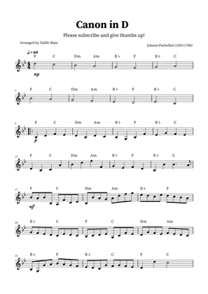 Canon in D - French Horn Solo (+CHORDS)