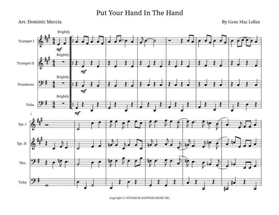 Put Your Hand In The Hand Brass Ensemble scores gallery preview page 1