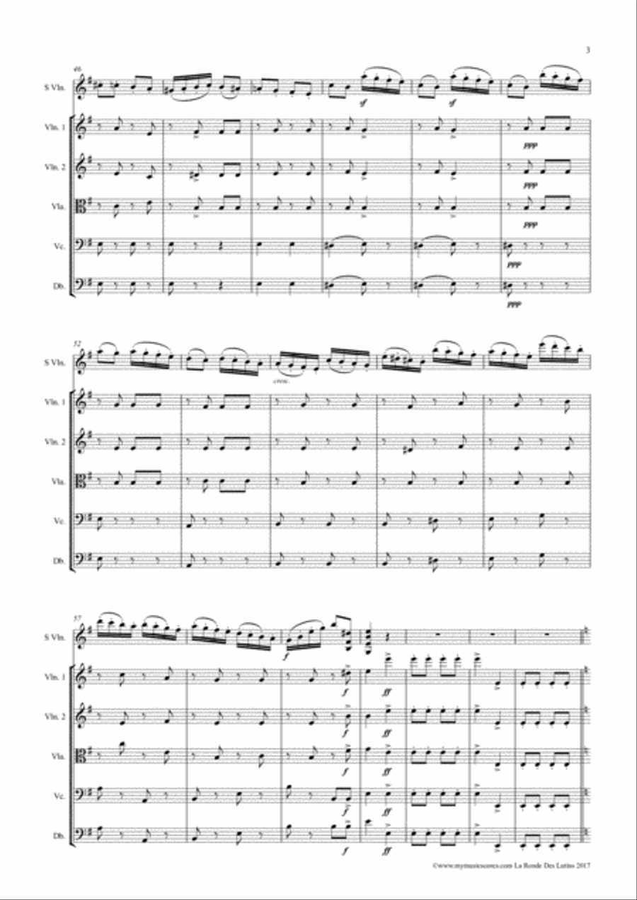 Bazzini La Ronde des Lutins Op. 25 for Violin and String Orchestra String Orchestra scores gallery preview page 4