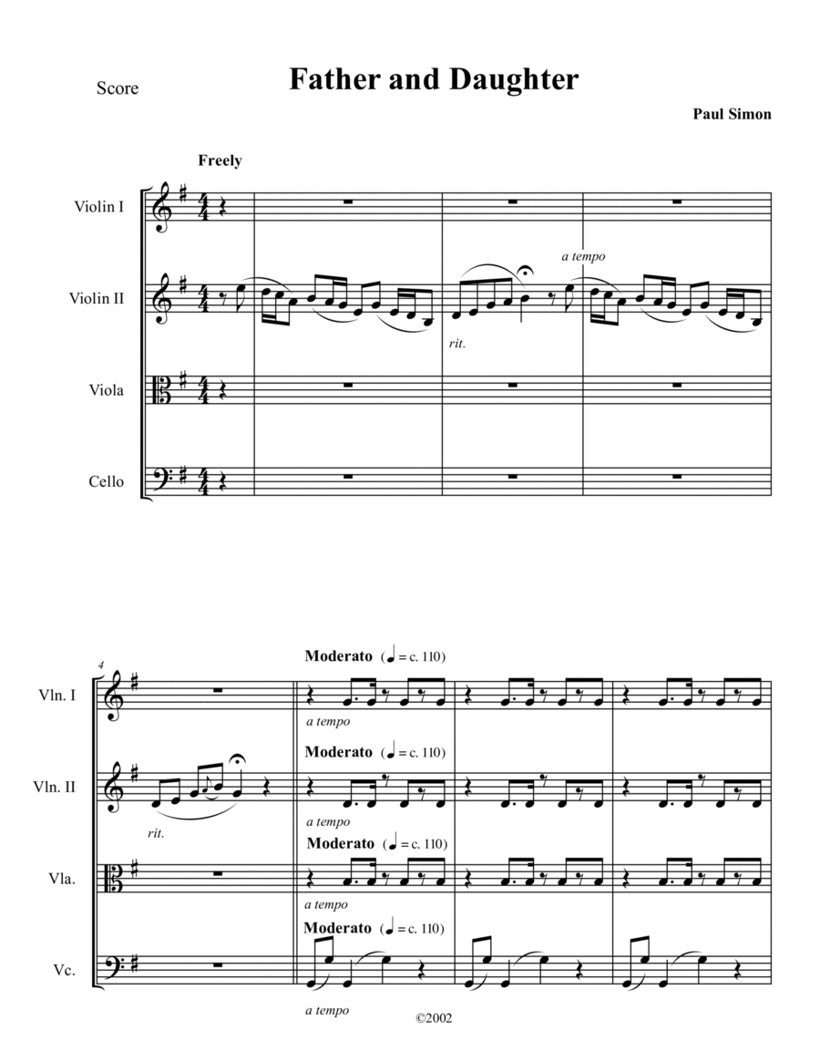 Father And Daughter String Quartet scores gallery preview page 1