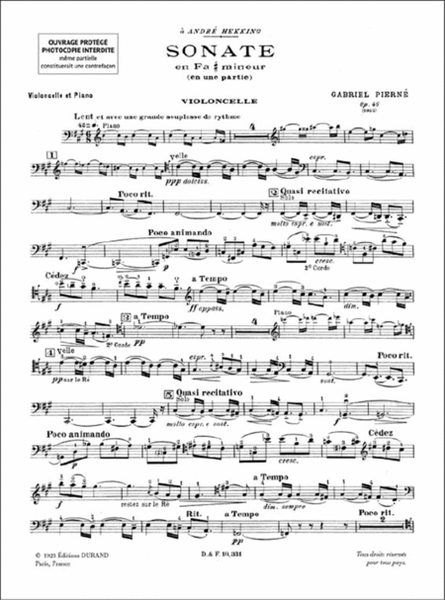 Sonate Op 46 Vlc-Piano