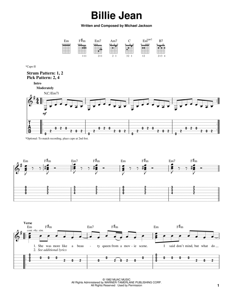 Billie Jean Acoustic Guitar scores gallery preview page 1