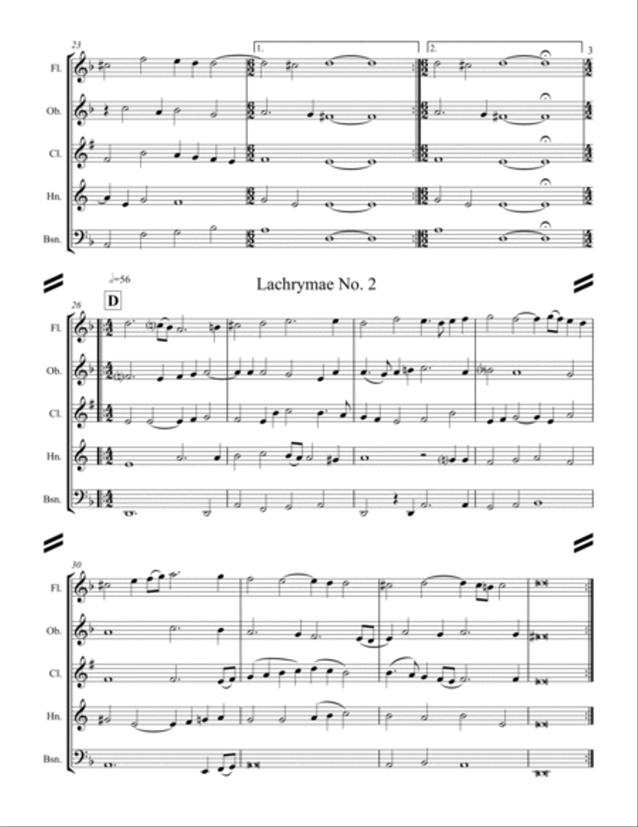 Dowland - 10 Lachrimae (for Woodwind Quintet) Woodwind Quintet scores gallery preview page 4