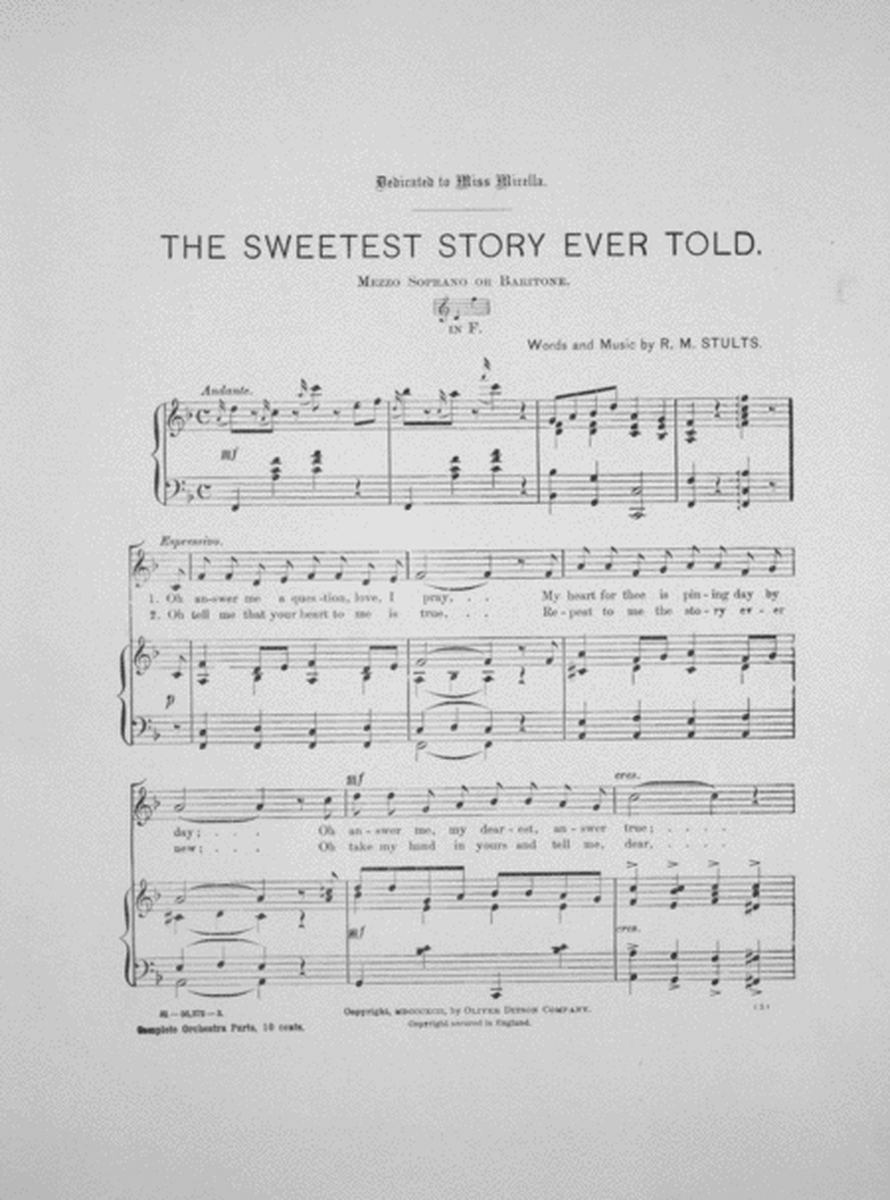 The Sweetest Story Ever Told (Tell Me, Do You Love Me). Song