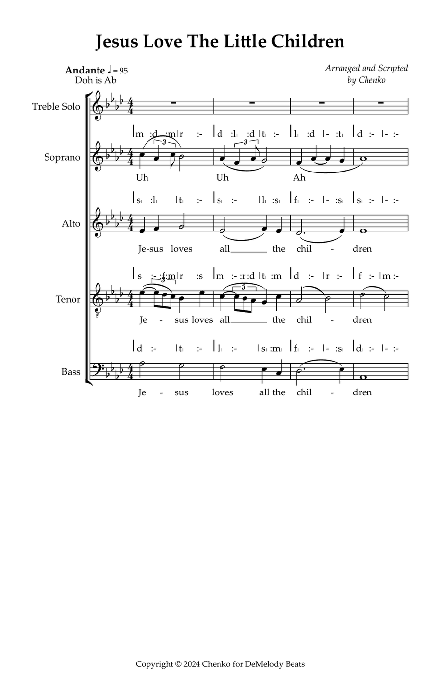 Jesus loves the little Children 4-Part scores gallery preview page 1