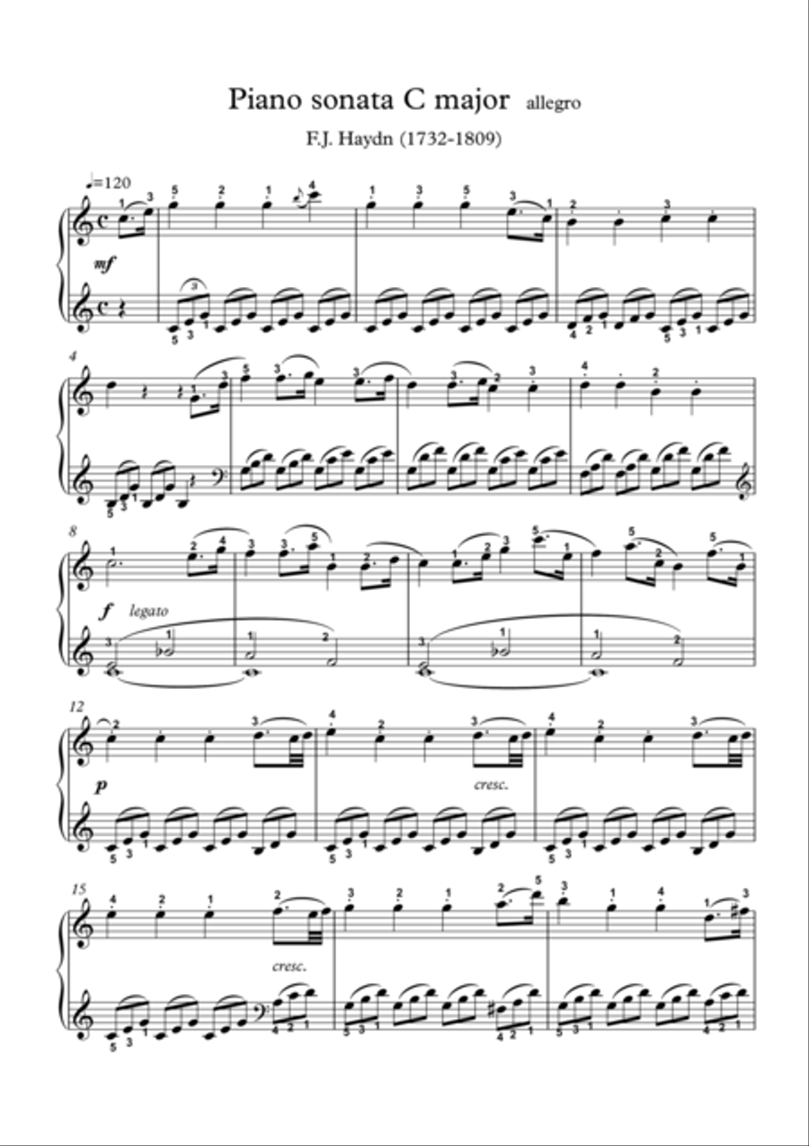 Piano sonata C major Piano Solo scores gallery preview page 1