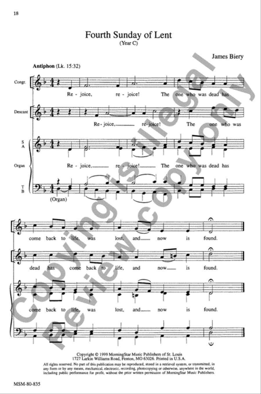 Communion Antiphons for the Lenten Season 4-Part scores gallery preview page 19