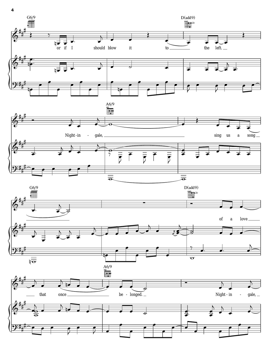 Nightingale Piano, Vocal, Guitar scores gallery preview page 4
