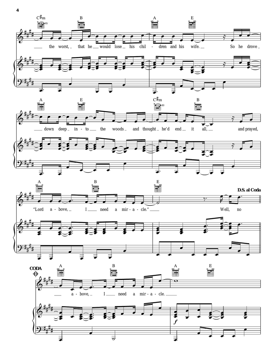 I Need A Miracle Piano, Vocal, Guitar scores gallery preview page 4