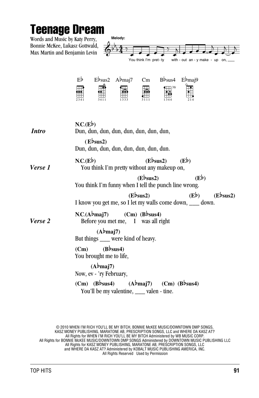 Teenage Dream Ukulele scores gallery preview page 1