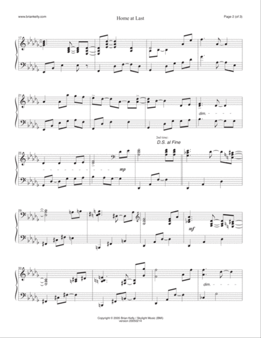 Home At Last Piano Solo scores gallery preview page 2