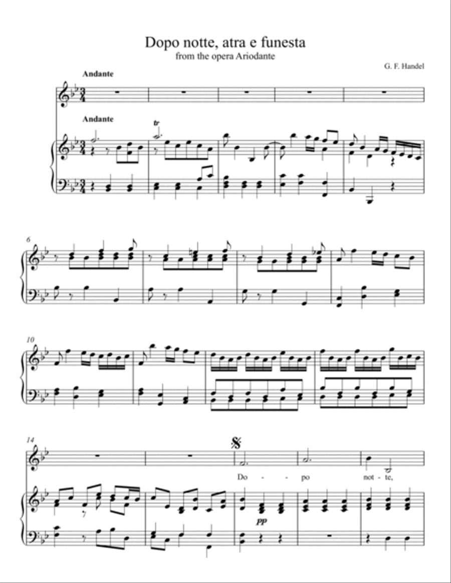 Dopo notte, atra e funesta (lower key) Voice Solo scores gallery preview page 2