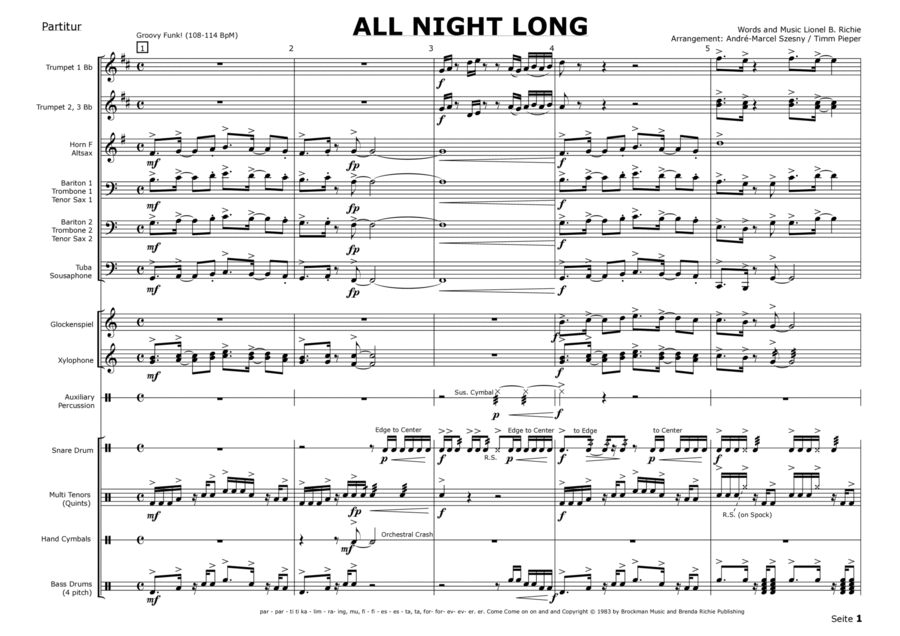 All Night Long (all Night) Marching Band scores gallery preview page 1
