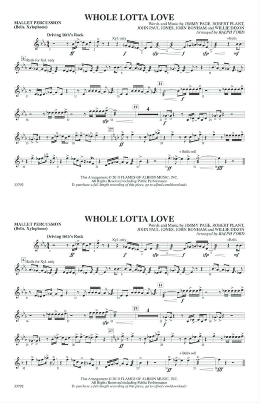Whole Lotta Love: Mallets Marching Band scores gallery preview page 1
