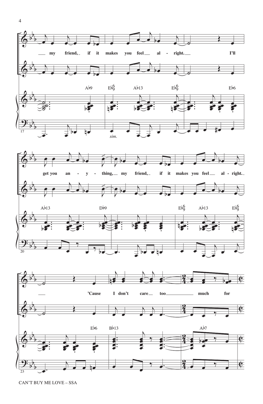 Can't Buy Me Love (arr. Kirby Shaw) SSA scores gallery preview page 3