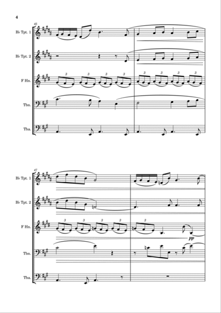 Movement Four from Mahler's Second Symphony - Brass Quintet Brass Quintet scores gallery preview page 4