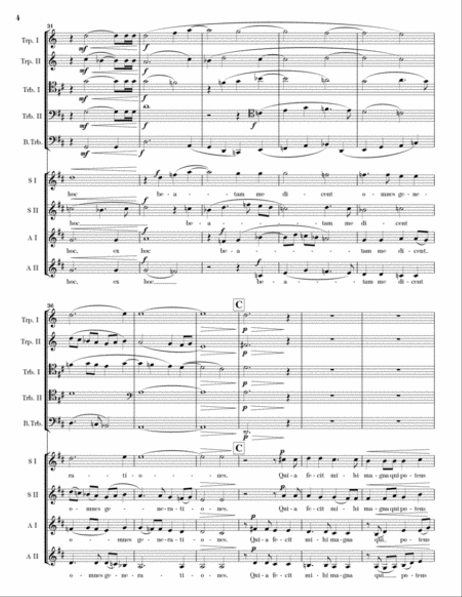 Magnificat (Full Score, SSAA and Brass Ensemble) SSAA scores gallery preview page 6