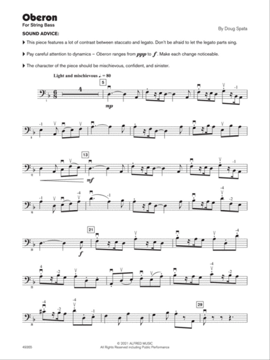 Oberon (Sound Innovations Soloist, String Bass) Small Ensemble scores gallery preview page 2