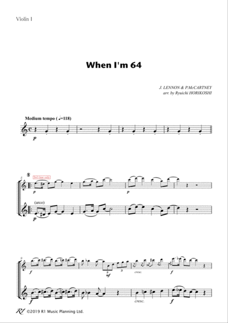 When I'm Sixty-four String Quartet scores gallery preview page 5