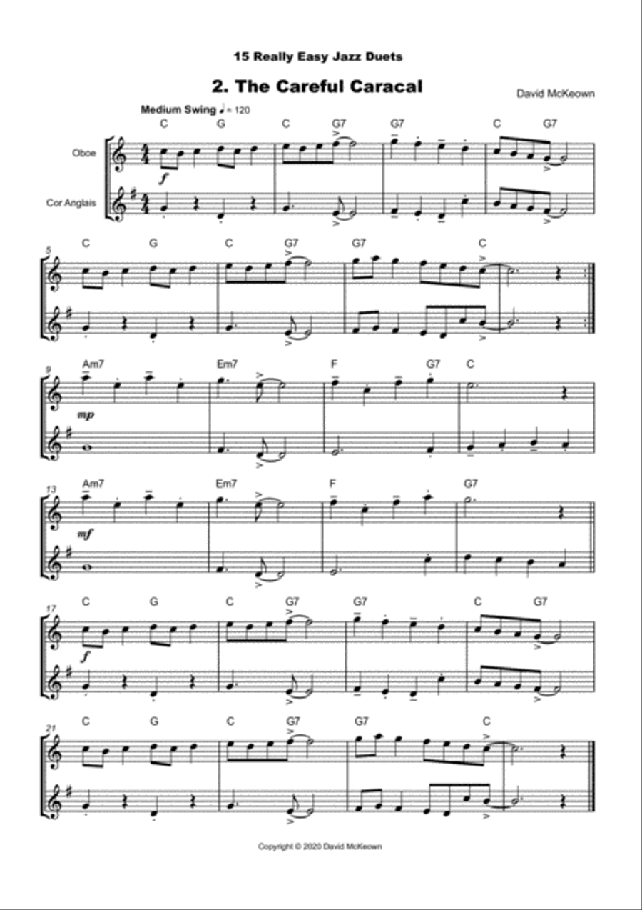 15 Really Easy Jazz Duets for Oboe and Cor Anglais (or English Horn) Duet Woodwind Duet scores gallery preview page 3