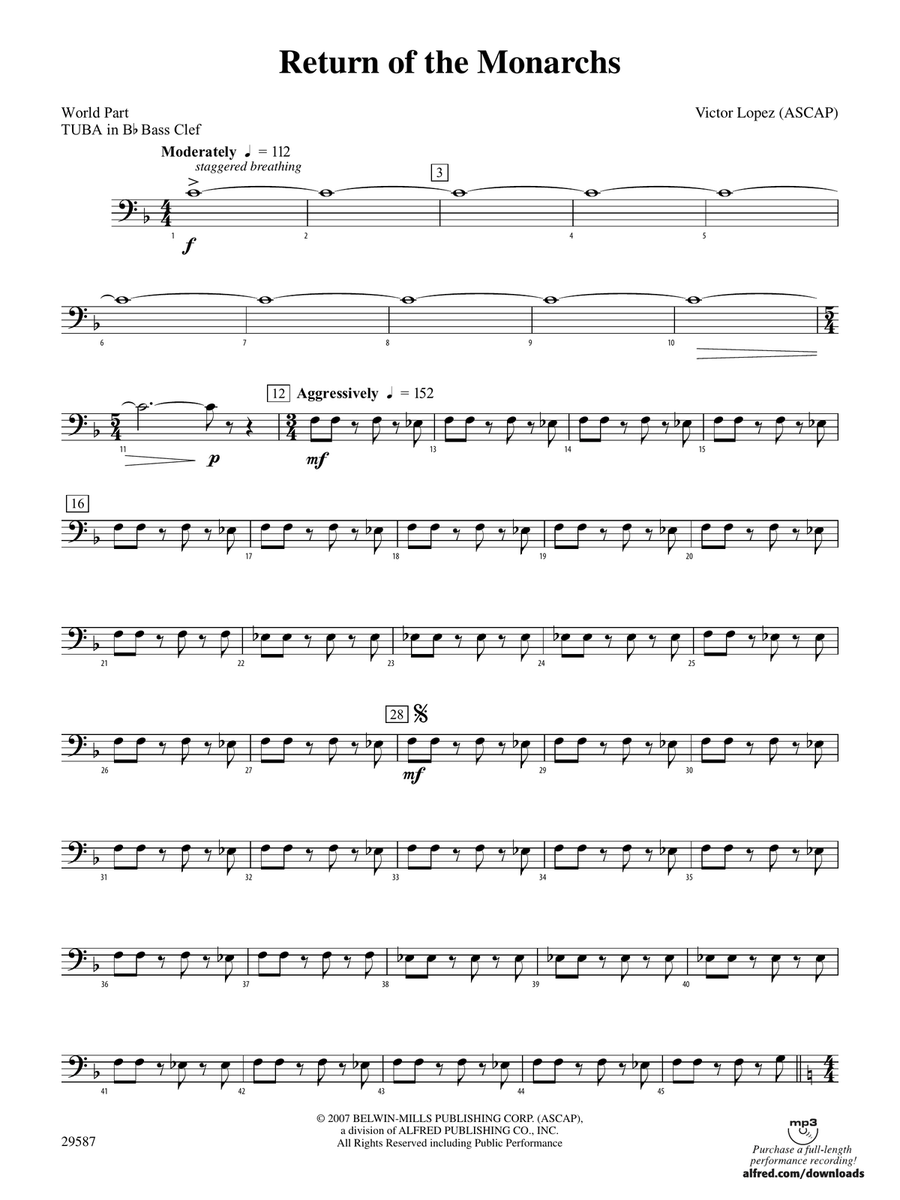 Return of the Monarchs: (World Part) B-flat Tuba B.C.