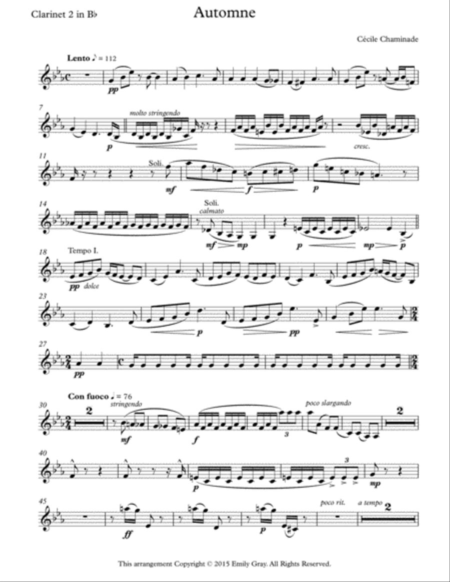 Automne for Clarinet Choir (Parts) Automne for Clarinet Choir (Parts) Clarinet Choir scores gallery preview page 5