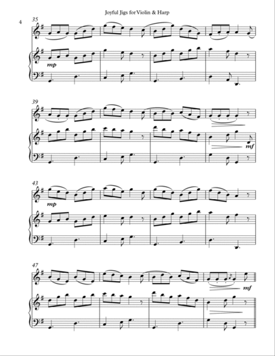 Joyful Jigs, Duet for Violin and Harp String Duet scores gallery preview page 4