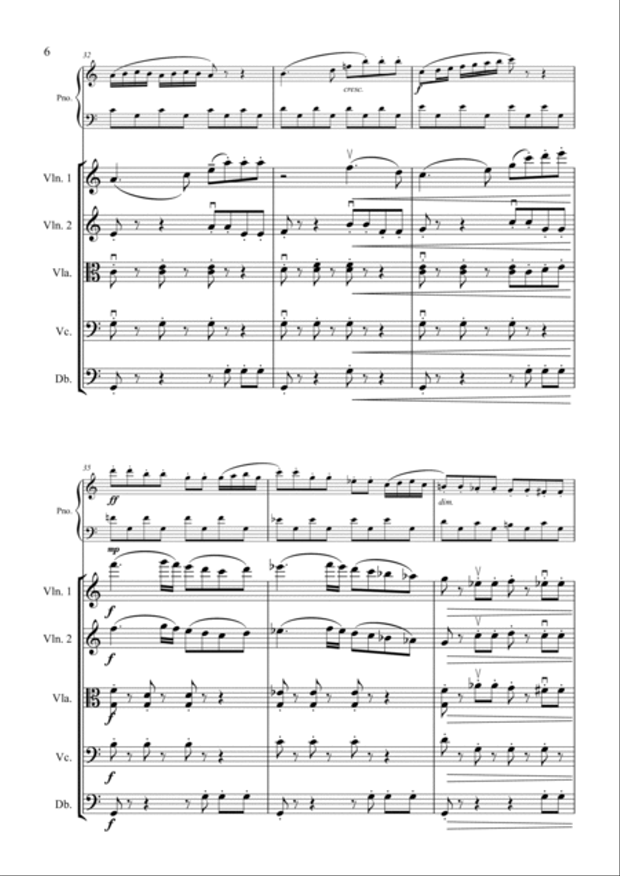 Clementi - Sonatina in C Op.36 No.3 1st Mvt - Piano & String Quartet/Orch Piano Quintet scores gallery preview page 6