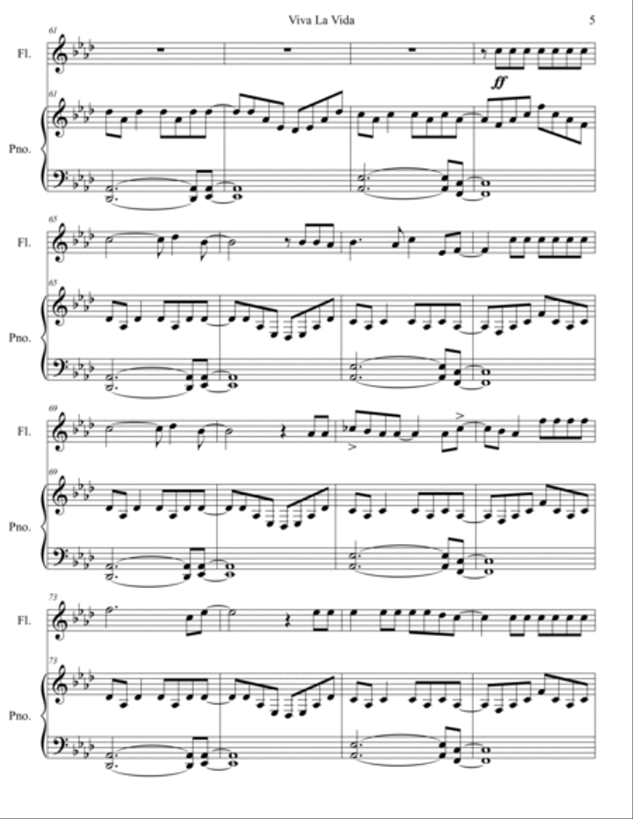 Viva La Vida Flute Solo scores gallery preview page 6