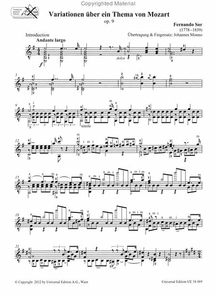 Variationen Uber Ein Thema Von Mozart Op. 9