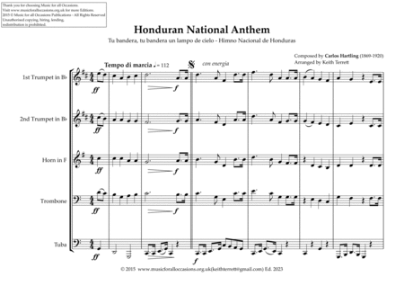 Honduran National Anthem (Tu bandera, tu bandera un lampo de cielo - Himno Nacional de Honduras) for image number null