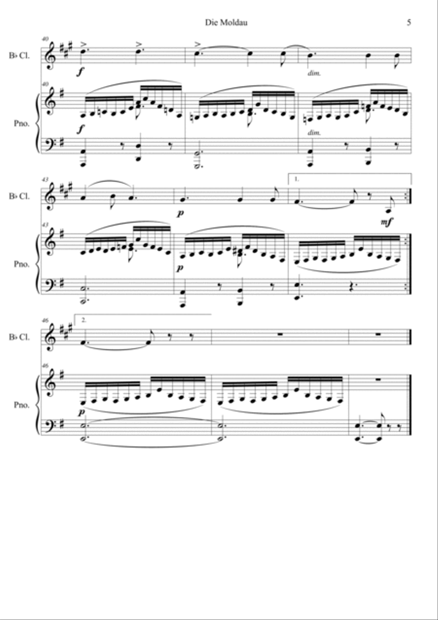 Die Moldau (Short Version) Clarinet Solo scores gallery preview page 5