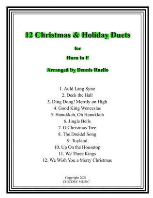 Book cover for 12 Christmas & Holiday Duets for Horn in F