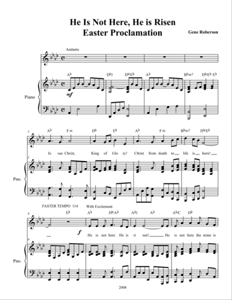 He is Not Here, He is Risen! 3-Part scores gallery preview page 1