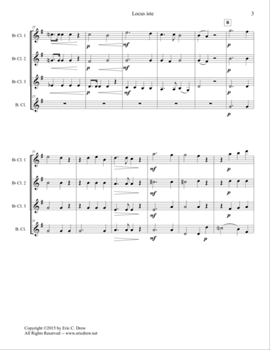 Locus Iste (for Clarinet Quartet) Clarinet Quartet scores gallery preview page 3
