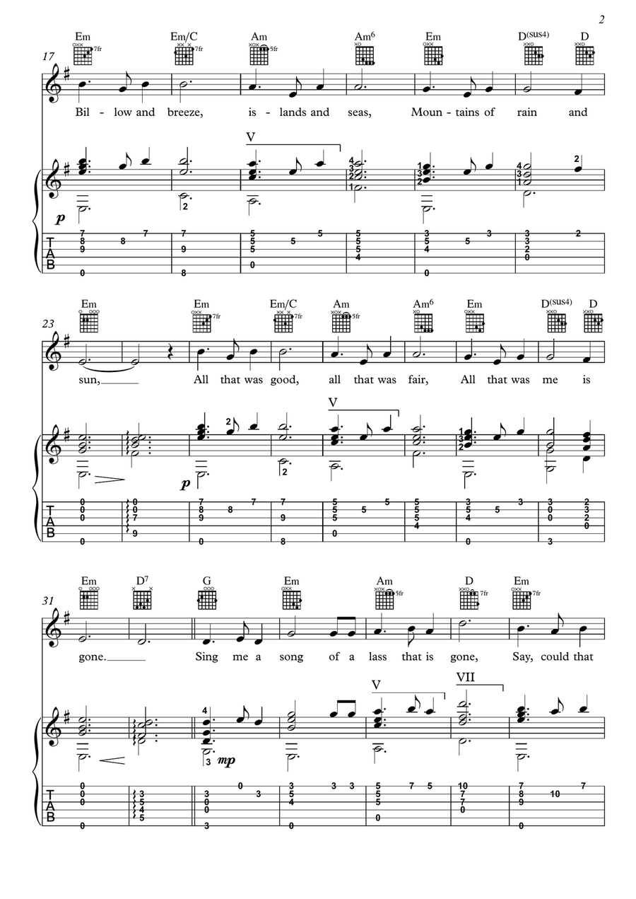 Outlander Guitar Tablature scores gallery preview page 2