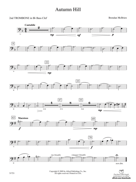 Autumn Hill: (wp) 2nd B-flat Trombone B.C.