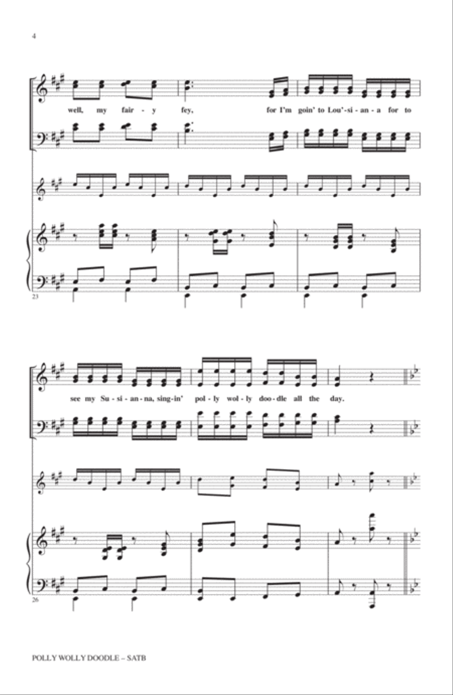 Polly Wolly Doodle 4-Part scores gallery preview page 3