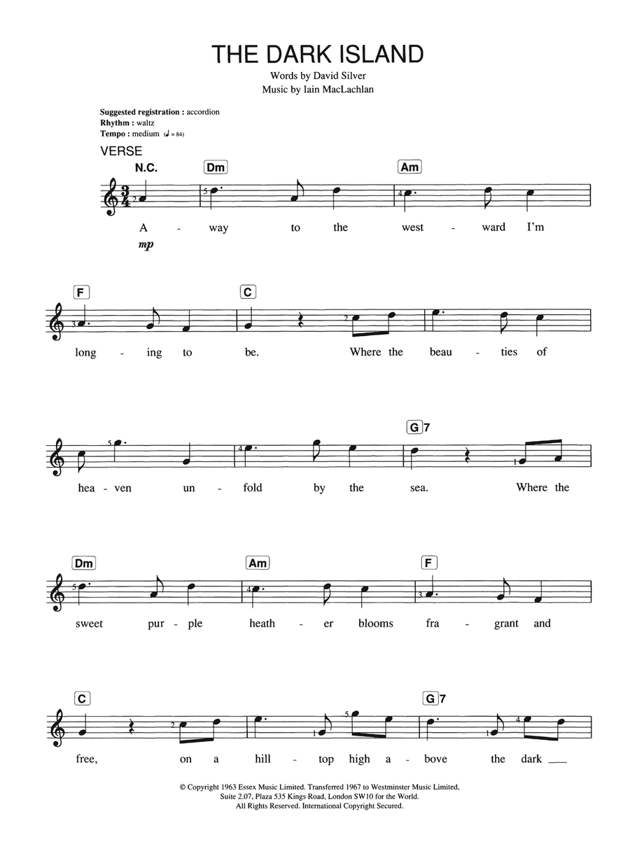 The Dark Island Piano scores gallery preview page 1